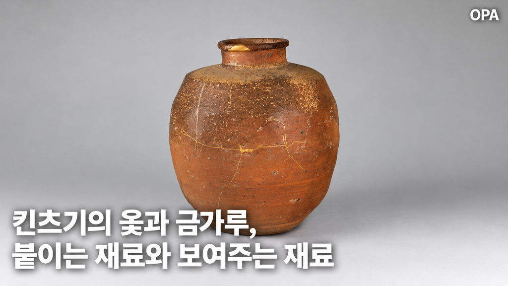 킨츠기의 옻과 금가루, 붙이는 재료와 보여주는 재료