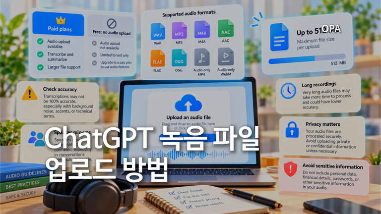 ChatGPT 녹음 파일 업로드 방법 총정리…MP3·M4A 전사부터 회의록 요약, 무료·유료 차이까지