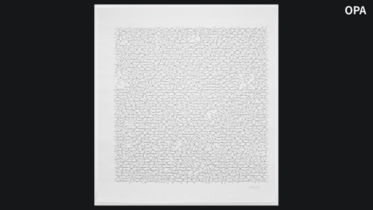 베라 몰나르의 Interruptions 1968 작품 공식 자료 이미지, 바깥 여백에 OPA 로고